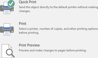 Print options in Access.