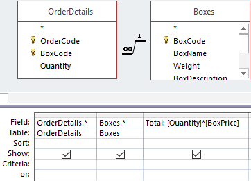 Design query OrderDetails-Boxes.