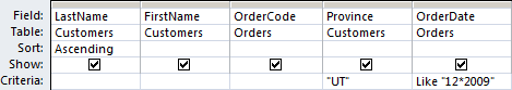 OrderDate with Like operator.
